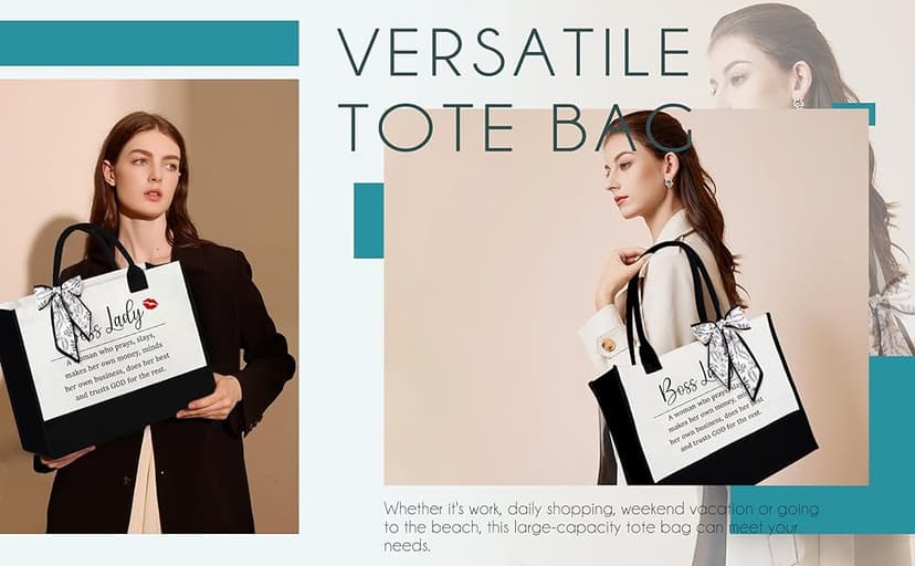 Boss Lady Gifts for Women, Bosses Day Gifts for Women, Best Boss Christmas Gift with Canvas Tote Bag, Funny Cool Box for Bosses Female, Office Leader Appreciation Gift for Birthday Boss's Day