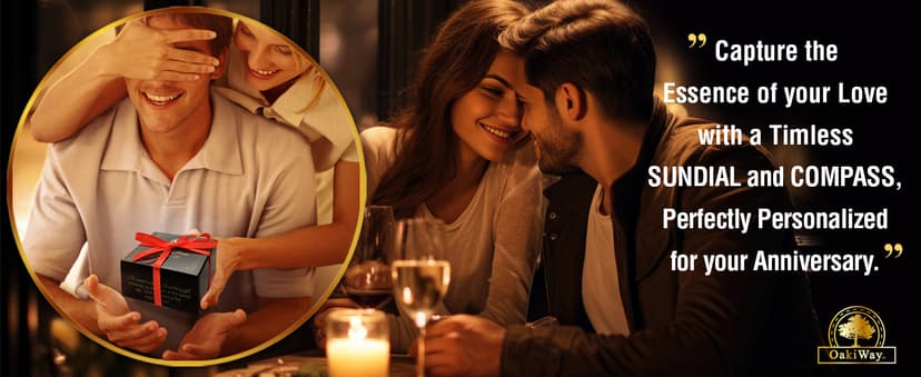 OakiWay Anniversary Sundial Compass Gift for Him or Her - Unique Gift Ideas for Husband or Wife, Men Wedding Anniversary 50th 40th 25th 20th Year Celebration, Gift Card Included