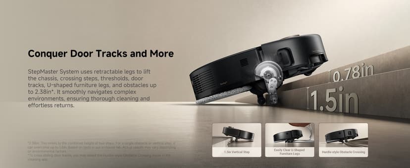 Mova V50 Ultra Complete Robot Vacuum and Mop Self-Cleaning, 24,000 Pa Suction, Liftable Navigation with Obstacle Overcoming and Warm Water Mopping with DuoSolution System Designed for Pets, Black