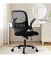 Sweetcrispy Home Office Managerial Executive Chair, Ergonomic Mesh Adjustable Swivel Mid-Back Chair with Comfortable Lumbar Support, Comfy Arms for Bedroom,Study,Student