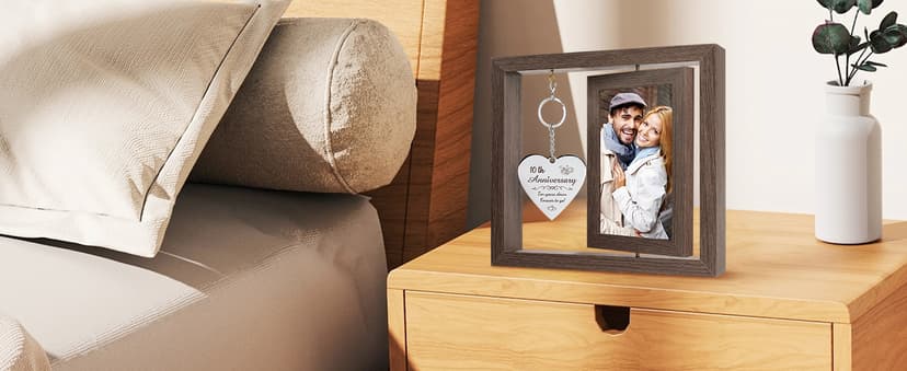 10 Year Anniversary Picture Frame Gifts for Couple 10 Year Anniversary Decorations Gifts for Wife 10 Year Gift Anniversary Customized Photo Frame Happy 10th Aniversario Decorations Gift for Him