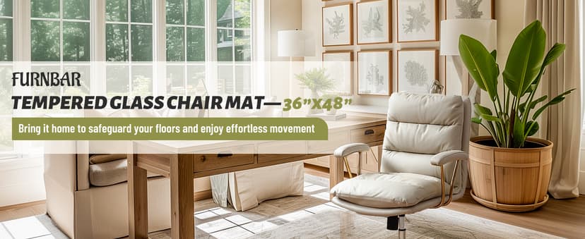 Office Chair Mat for Carpet & Hardwood, Upgraded 36" x 48" Dual Use Tempered Glass Chair Mat for Chair and Footrest Under Desk