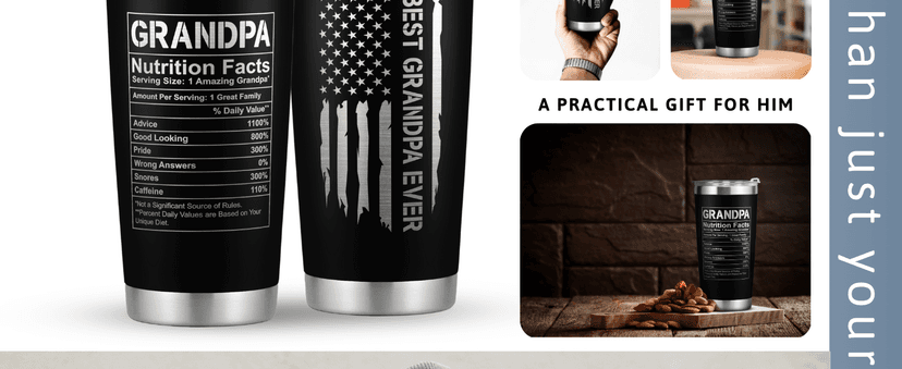 Grandpa Gifts - Grandpa Birthday Gifts from Grandchildren - Fathers Day Gift, Birthday Christmas for Grandfather - Grandfather Gift Ideas from Granddaughter, Grandson - 20 Oz Black Tumbler