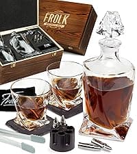 Gifts for Him - Men Dad Husband - 4 XL Stainless Steel Whisky Ice Balls, Special Tongs & Freezer Pouch in Luxury Gift Box for Whiskey Lovers!