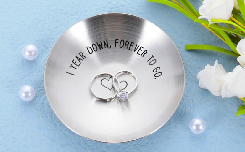 1 Year Anniversary for Him Her One Year Paper Anniversary Ring Holder First Anniversary Wedding Gifts for Husband Wife 1st Anniversary Dating Gift for Couples Boyfriend Girlfriend Birthday Christmas