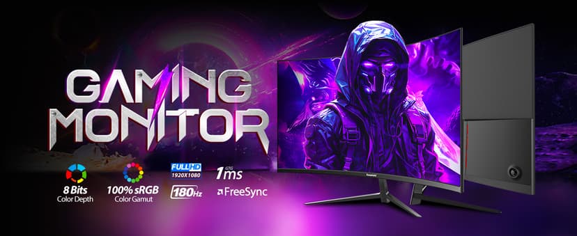 Gawfolk 27 inch Curved Gaming Monitor,144Hz/180Hz PC Monitor Full HD 1080P, Frameless 1800R Computer Display with FreeSync & Eye-Care Technology, Wall Mountable, DP, HDMI Port (Black)