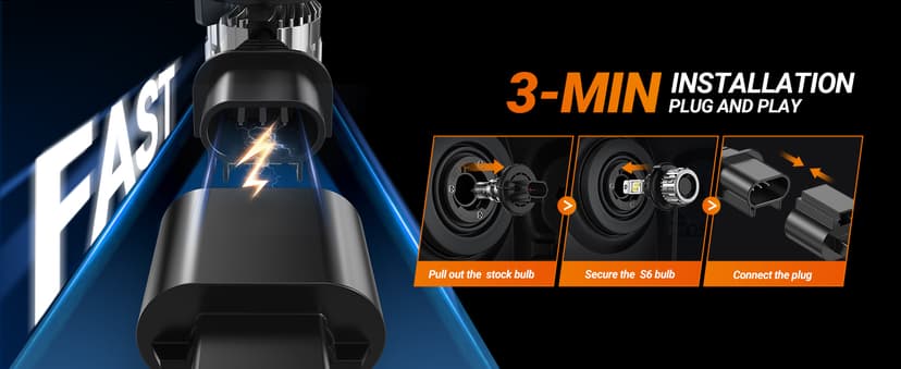 SEALIGHT H13 Bulbs, 70000LM 800% Brighter 6500K Cool White H13 Bulbs with Fan, 70000H Lifespan, IP68 Waterproof, Pack of 2