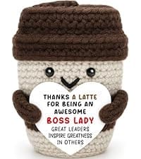 Boss Gifts for Women Boss Lady Leader Manager Supervisor Christmas Birthday Handmade Crochet Coffee Mug Cup Gifts Bosses Day Coffee Lover Thank You Best Great Leader Female Desk Office Decor