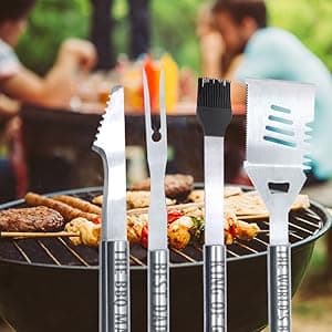 Step Dad Gifts, Fathers Day Step Dad Gifts from Step Daughter Heavy Duty Grilling Accessories Kit for Backyard BBQ, Thick Stainless Steel Grill Utensils with Non-Slip Handle Tool Grilling Gift for Man
