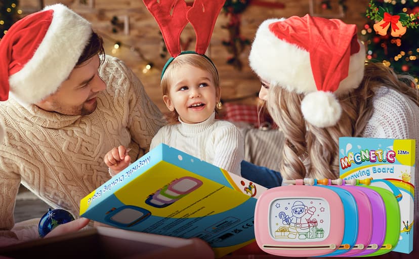 Kikapabi Toddler Magnetic Drawing Board - 1st Birthday Gifts for 1 2 3 Year Old Girls & Boys, Learning Doodle Board, Educational Toys for Baby (Pink)