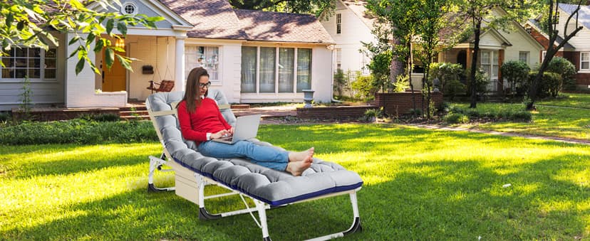 DoCred Heavy Duty XXL Tanning Chair with Face Hole&Mat, Oversized 5-Position Folding Chaise Lounge Chairs for Outside, Portable Beach Lounge Chair for Outdoor Sunbathing Beach Pool Lawn Camping
