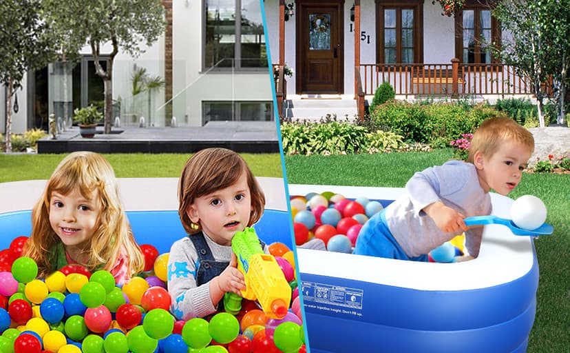 Inflatable Pool for Kids and Adults, 120" X 72" X 22" Oversized Thickened Family Swimming Pool for Toddlers, Outdoor, Garden, Backyard, Summer Water Party