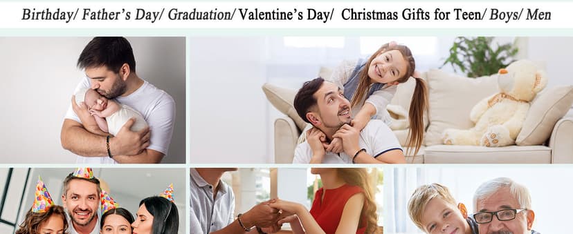 UNGENT THEM Mens Natural Stone Adjustable Bracelet for Men, Anniversary Birthday Christmas Graduation Gift for Him, Son, Brother, Husband, Boyfriend...