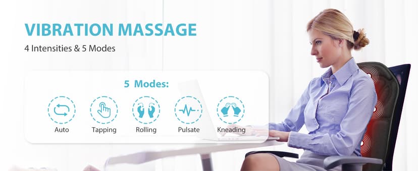 5 Modes, 4 Intensities, 2 Heat Levels, Vibration Chair Pad for Desk Workers Home Office Chairs Recliner Relaxation Gifts CuPiLo Back Massager with Heat, Vibration Massage Seat Cushion for Chair B0C5Q7P3Z8