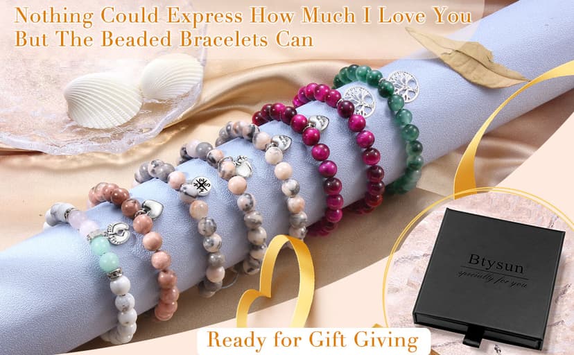 Stocking Stuffers for Teens, Christmas Gifts for Mom from Daughter Beaded Bracelets for Women Teen Girl Gifts Adjustable Charm Link Bead Birthday Graduation Gift for Her Girlfriend Sister