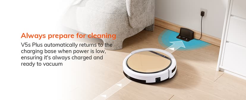 ILIFE V5s Plus Robot Vacuum and Mop Combo with Wi-Fi/App/Alexa, Automatic Self-Charging Robotic Vacuum Cleaner, Slim and Quiet, Cleans Hard Floors Carpets and Pet Hair (V5s Pro Upgrade Version)