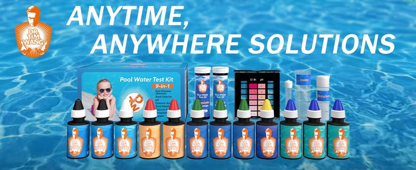 9 Way Pool Test Kit - Hot Tub and Spa Water Chemical Test Kit for pH & Total Chlorine & Free Chlorine & Bromine & Total Alkalinity & Calcium Hardness & Cyanuric Acid & Copper & Phosphate