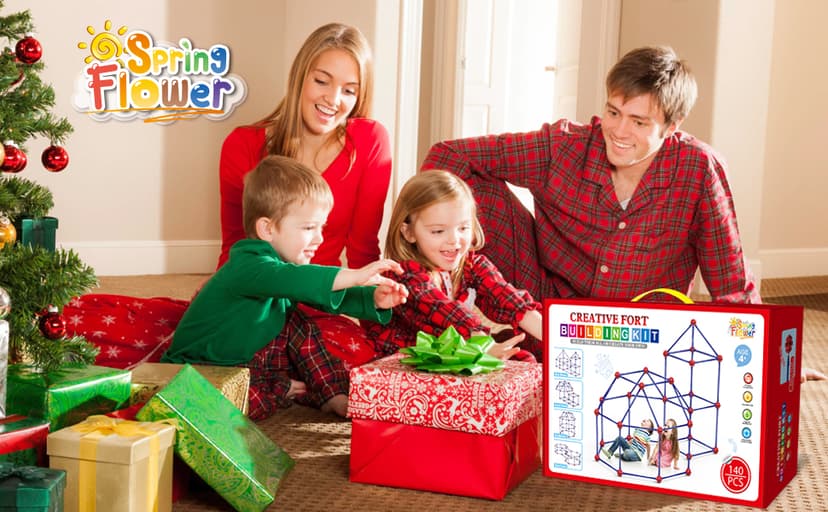 Fort Building Kit for Kids,STEM Construction Toys, Christmas & Birthday Gift for 4 5 6 7 8 9 10 11 12 Years Old Boys and Girls,Ultimate Creative Set for Indoor & Outdoors Activity,140 Pcs,Original