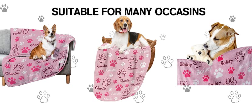 Personalized Dog Blanket, Customized Pet Blankets with Name Picture, Throw Blanket for Small Medium Large Dog Puppy Cat
