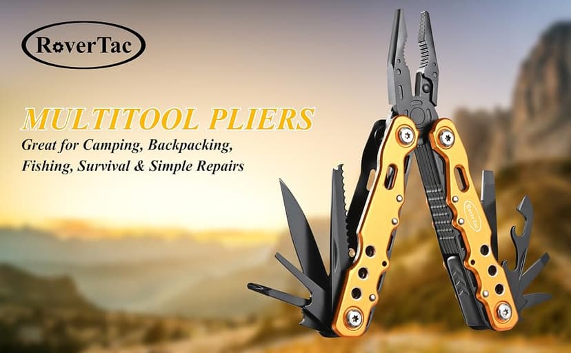 Gifts for Dad Husband Boyfriend Gifts for Him Unique Birthday Gifts for Men RoverTac 14 in 1 Multitool Pocket Knife Pliers Screwdrivers Saw Bottle Opener Perfect for Camping Survival Hiking Repairs B07Z8YGC12