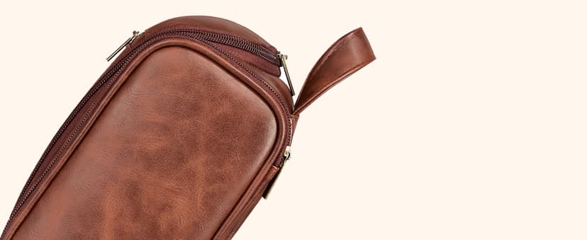Large Hanging Leather Dopp Kit Engraved Monogram Brown Waterproof Bathroom Shaving Grooming Accessory|Luxury Unique Male Gift Personalized Gifts for Men Dad Father Birthday Toiletry Travel Bag J B0GL21B7QQ