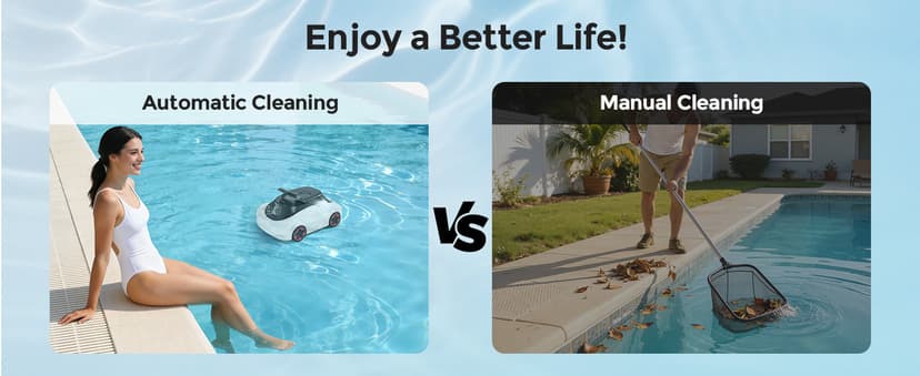 C5 Cordless Robotic Pool Cleaner with 180-Min Runtime, 2.7L Large Filter Basket & Self Parking, Pool Vacuum for Above-Ground Flat Pools up to 2200 Sq.Ft