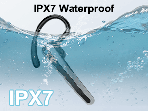 Atheewon Bluetooth Headset V5.3, Wireless Headset with ENC Noise Canceling Mic, 120Hrs Talk Single-Ear Bluetooth Earpiece, LED Display, IP7 Waterproof Hand-Free Earphone for Business/Trucker/Driver