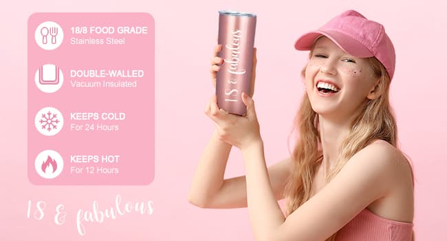 18th Birthday Gifts for Girls Trendy 18 Year Old Girl Birthday Gifts for 18 Year Old Girl Gift Ideas Unique Age 18 Gift for Female Teen Girls Her Daughter Happy 18th Decoration Presents with Tumbler