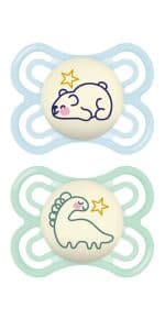 MAM Original Matte Baby Pacifiers, Binky for Boys 0-6 Months, BPA-Free Silicone Nipple, Easy to Clean, Best for Newborn Babies, Developed with Medical Experts, 2 Count Binkies with Sterilizer Case