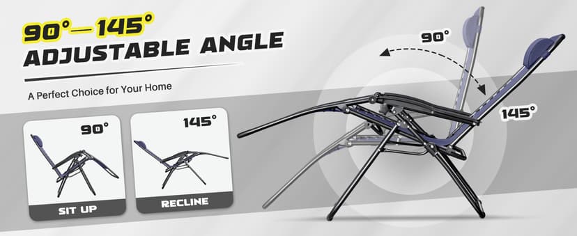 Homall Zero Gravity Chair Patio Folding Lawn Outdoor Lounge Gravity Camp Reclining Lounge Chair with Cup Holder Pillows for Poolside Backyard and Beach Set of 2 (Blue)