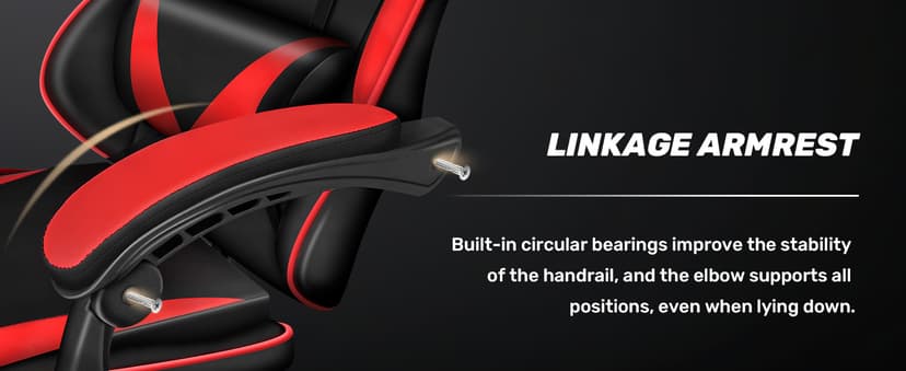 Gaming Chair, Backrest and Seat Height Adjustable Swivel Recliner Racing Office Computer Ergonomic Video Game Chair with Footrest and Lumbar Support, Red/Black