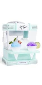 Nostalgia Snow Cone Machine With 1 Reusable Plastic Cup & Dual Ice Molds– Retro Table-Top Shaved Ice Maker with Stainless Steel Blades for Fluffy Ice- Slushie Machine for Fun Gatherings- White & Green