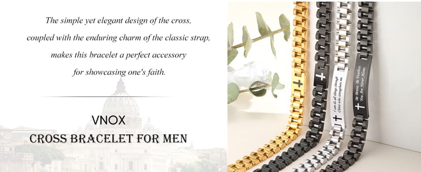 VNOX Personalized Religious Jewelry-Engraved Inspirational Christian Faith Bible Verse Quote Wristbands Elegant Link Bracelet Encouragement Gift,Cassic Watch Band Strap Design