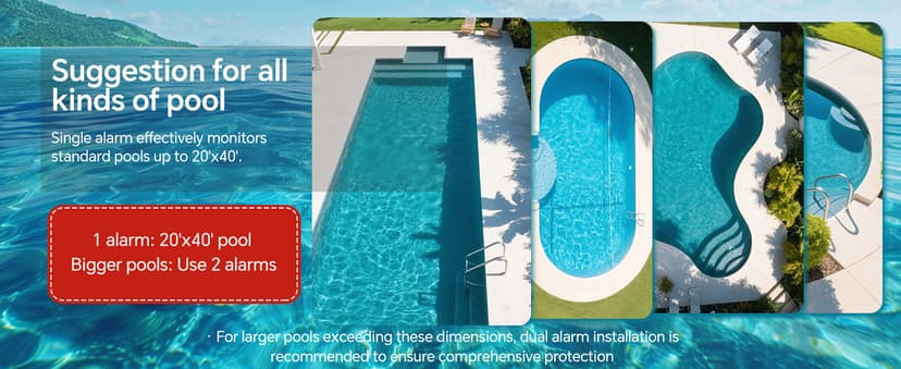 Pool Alarm, Floating Pool Safety Alarms for Inground & Above Ground Pools – Loud 110dB Alert, Adjustable Sensitivity, Protection for Kids & Pets (Hot Red)