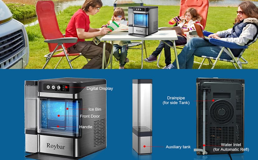 Large Capacity Nugget Ice Makers Countertop One-Click Operation Self-Cleaning Portable Ice Maker 41lbs/24H with There is A Detachable 0.8 Gallons Water Tank Ice Machine for Home,Office