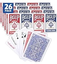 Playing Cards, 26 Decks of Cards Bulk Standard Size Poker Cards, Perfect for Classic Card Games, Party Games, Blackjack, Card Games for Families & Magic Performances (Red/Blue)