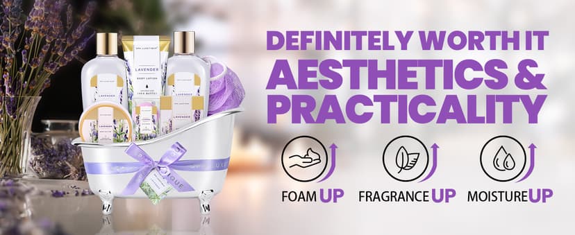 Spa Gifts for Women - Spa Luxetique Bath Baskets for Women, 8 Pcs Lavender Bath Sets with Bubble Bath, Lotion, Birthday Sets, Mothers Day Gifts for Mom