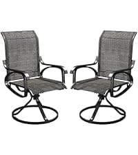Patio Swivel Chairs Set of 4, All Weather Outdoor Rocking Chair with Textilene Breathable Back, Metal Frame, Patio Dining Chair for Backyard, Garde, Porch and Deck (4, Dark Brown)