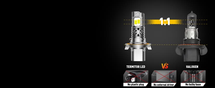Termitor 2026 Upgraded 90,000LM 9008 H13 Bulbs, 12X Ultra-Bright, 6500K Pure White H13/9008 Light Conversion Kits, Easy Plug-N-Play Installation, IP68 Waterproof, Pack of 2