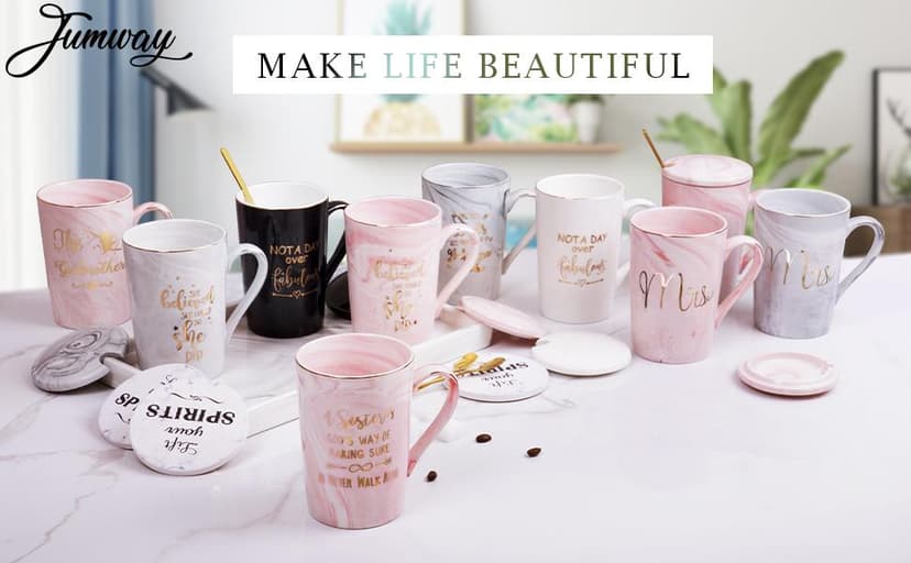 Jumway Not A Day Over Fabulous Mug Gifts Set- Birthday Gifts for Women - Funny Birthday Gift Ideas for Her,Friends, Coworkers, Her, Wife, Mom, Daughter, Sister, Aunt Ceramic Marble Mug 14 Oz