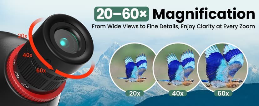 Gosky 20-60×85 Spotting Scope with Tripod - Phone Adapter, Dual Focusing Spotter Scope for Bird Watching, Wildlife Scenery (Black)