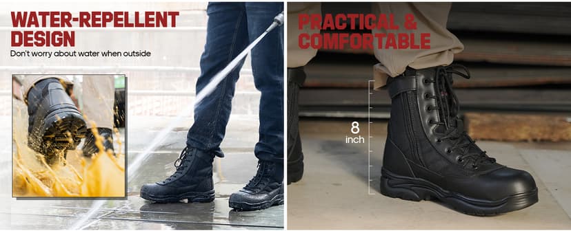 NORTIV 8 Steel Toe Boots for Men Safety Industrial & Construction Military Work Boots Slip Resistant ASTM F2413-18, TROOPER-STL