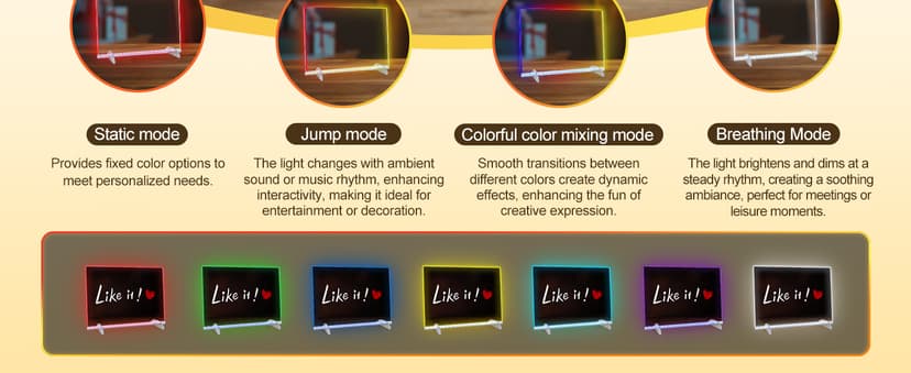 LED Note Board with Colors, 13.7"X10" 4 Modes & 7 Colors Acrylic Dry Erase Board with Light, Include Adapter, Hanging Chain, Led Drawing Board for Kids with Stand, 7 Markers, Spray Bottle