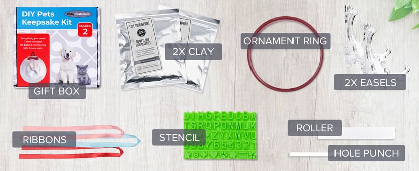 Ultimate Pawprint Keepsake Kit (Makes 2) - Paw Print Christmas Ornament w/ Bonus Personalization Tool & Display Stands! For Dogs, Cats & Pets. Non-toxic. Clay Air-Dries Soft, Light & Uncrackable.