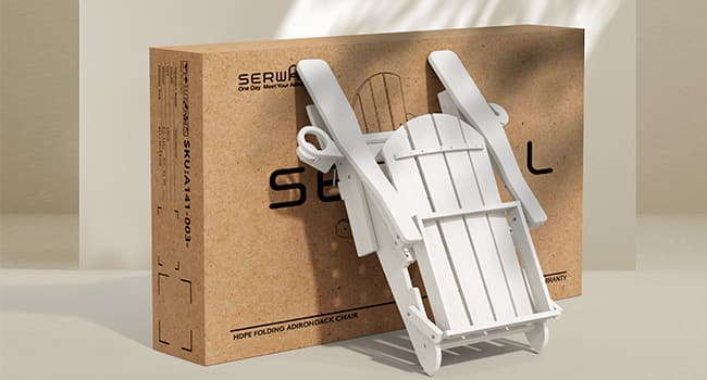 SERWALL Adirondack Chair with Cup Holders - Composite Adirondack Chairs Set of 2 HDPE Outdoor Chairs All Weather Use- White