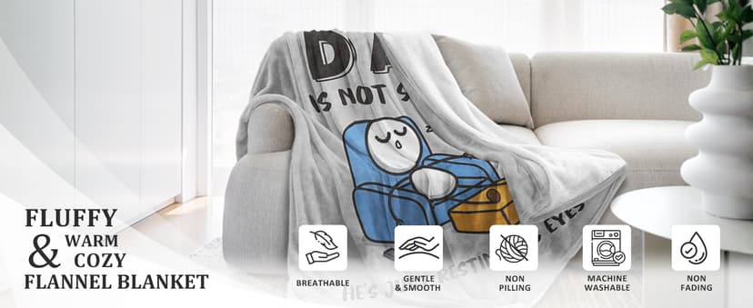 Dad Gifts from Daughter Son, Super Soft Throws Blanket for Couch and Napping, 60" x 50" (Gray) Funny Birthday Gift for Dad Husband, Dad is Not Sleeping Blanket B0DPW37148