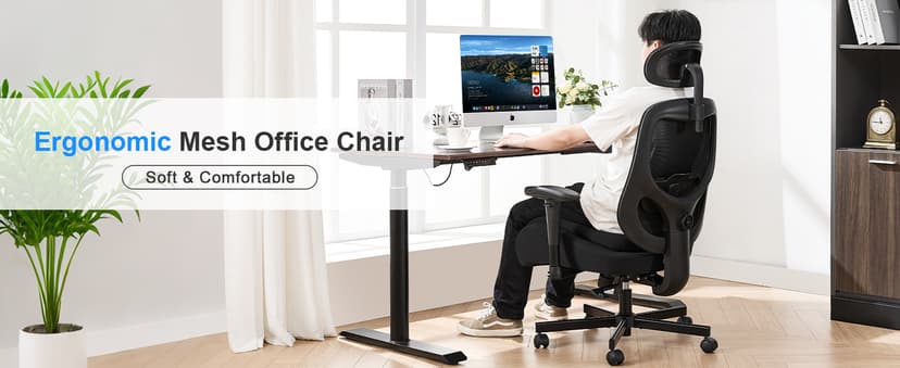 BOSMILLER Big and Tall Office Chair with Wide Thick Seat Cushion for Heavy People,700lbs Ergonomic Mesh Desk Chair with Adjustable Lumbar Support and Headrest, Armrests for Adults Sitting All Day