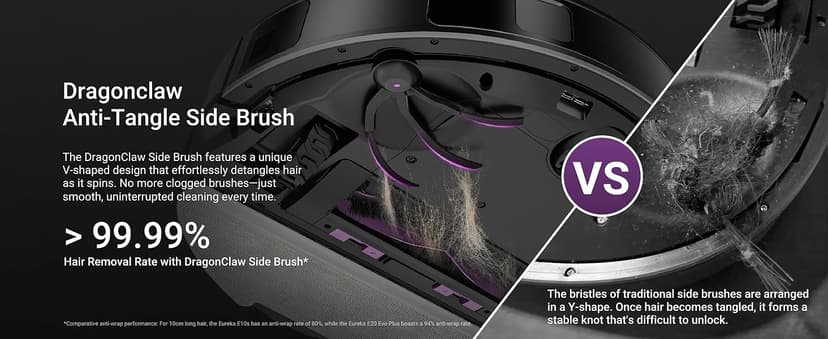 Eureka E20 Evo Plus Robot Vacuum and Mop Combo, 10,000Pa Suction Robot Vacuum Cleaner Bagless Self-Emptying Station, 45-Day Capacity Anti-Hair-Tangling Side Brush Mop Lifting App Control LiDAR Nav