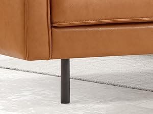 Valencia Varese 90" Full Leather Couch Cognac Tan Brown- Italian Nappa Leather Modern Cloud Couch for Living Room/Apartment Furniture