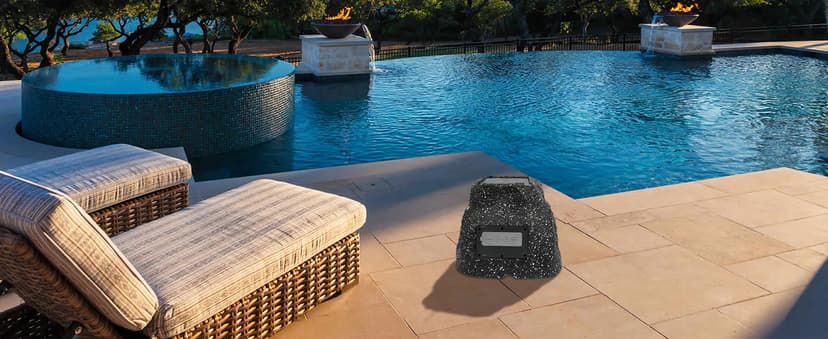 STUDIOFINIX 6.5" Rock Speakers Outdoor Waterproof - 5.3 Bluetooth Wireless Speaker Solar Powered Max Peak 200W for Garden,Patio,Deck,Pool,Backyard (Gray 1 Pair)